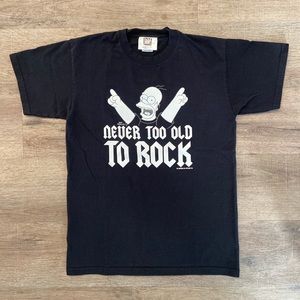 Vintage RARE 2007 Simpsons Homer Never Too Old To Rock Shirt Adult Sz M